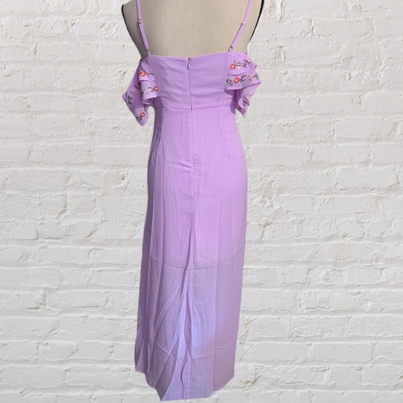 ❌DONATED❌Lavender Purple Cold Shoulder Embroidery Lined Maxi Dress - Picture 7 of 14
